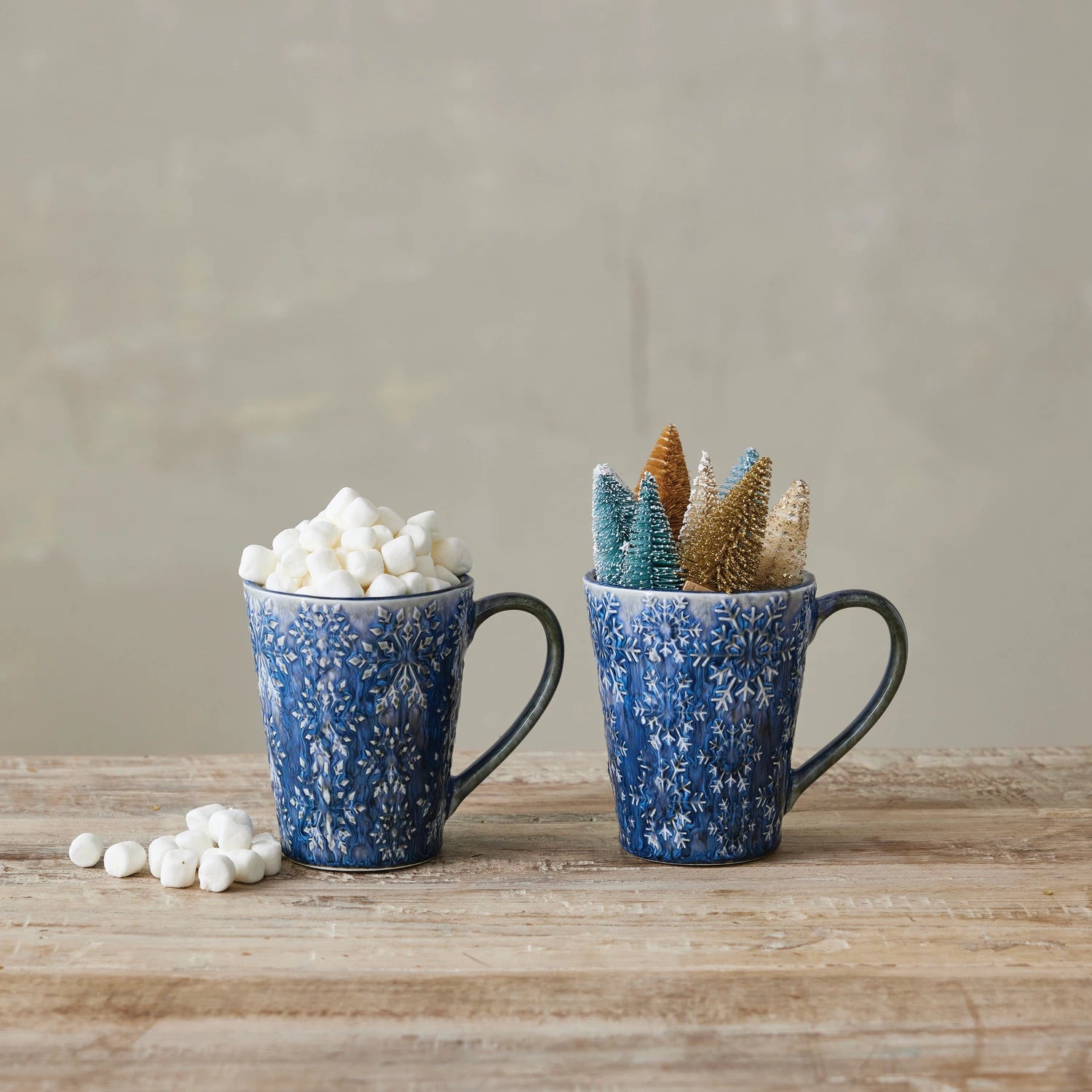 Debossed Snowflake Stoneware Mug, 2 Styles