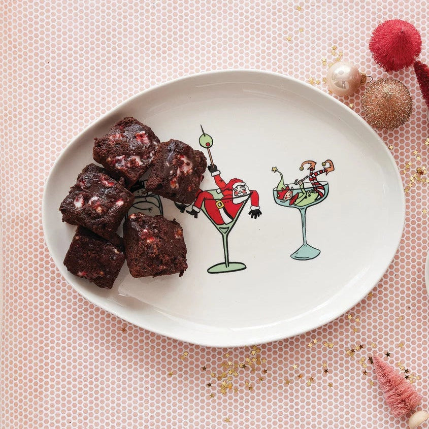 Stoneware Platter with Holiday Icon, Multi Color