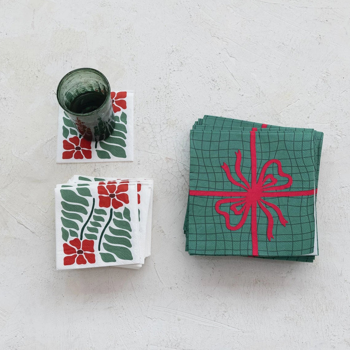 Paper Cocktail Napkins with Poinsettias 50 ct