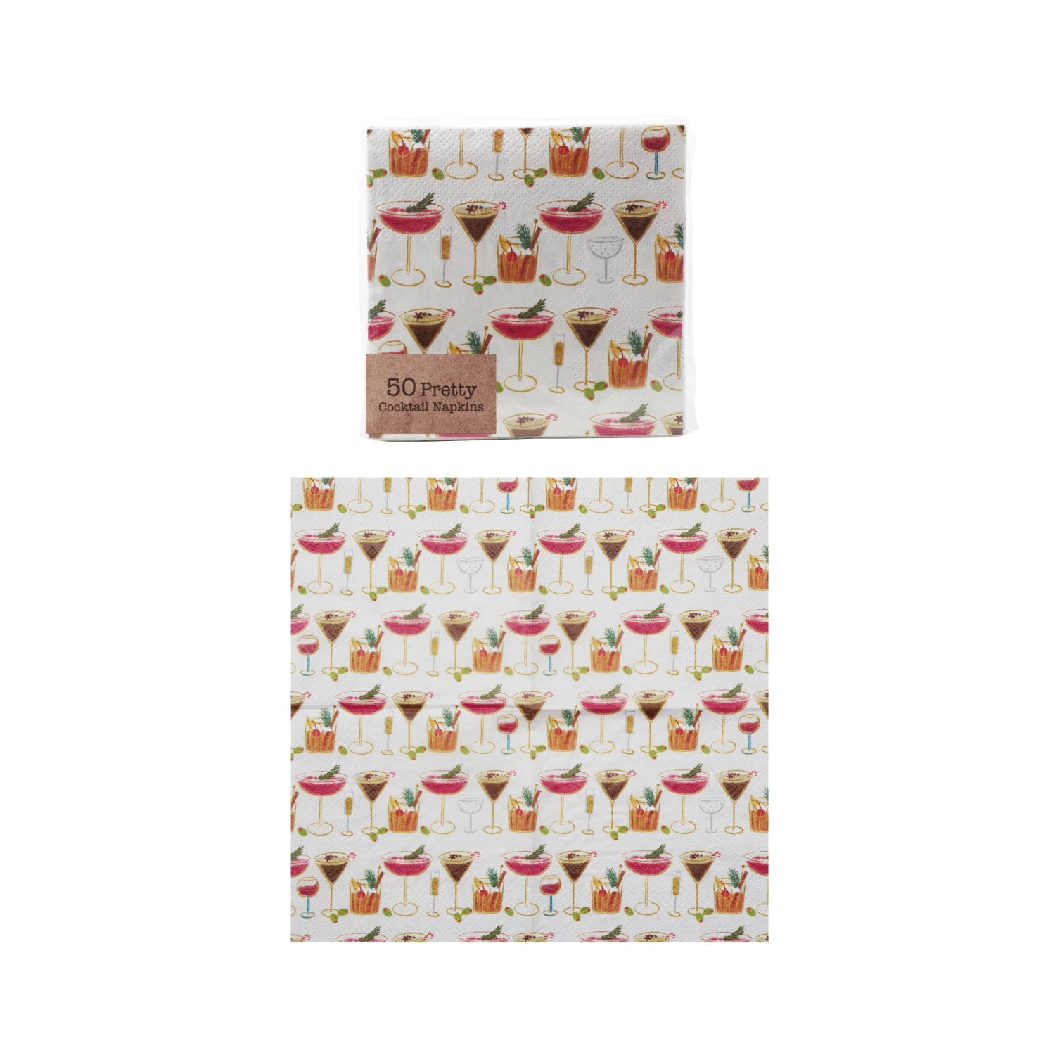 Paper Cocktail Napkins with Cocktail Pattern
