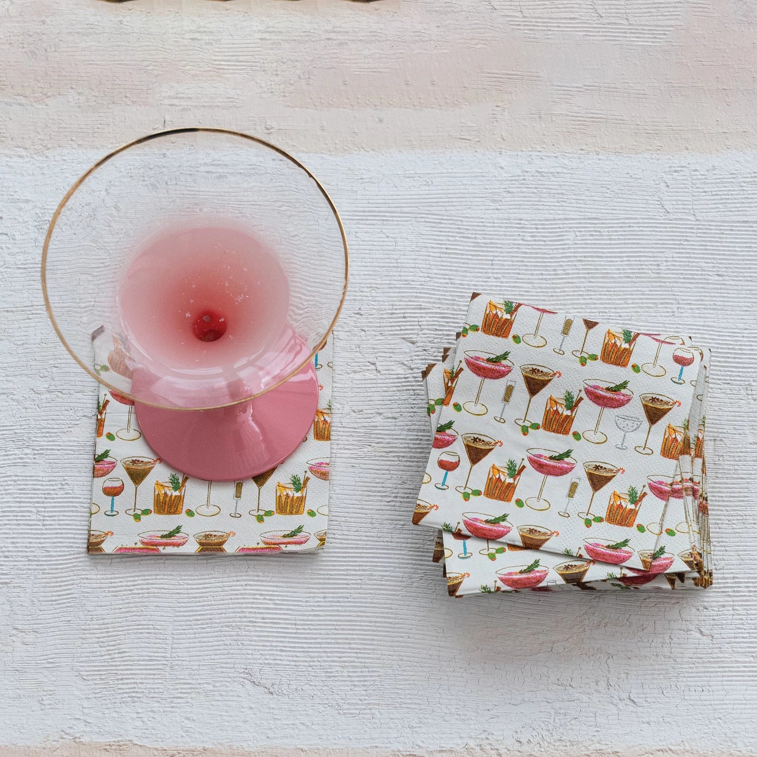 Paper Cocktail Napkins with Cocktail Pattern