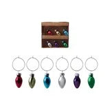 Blown Glass Holiday Icon Wine Glass Charms, Boxed Set of 6