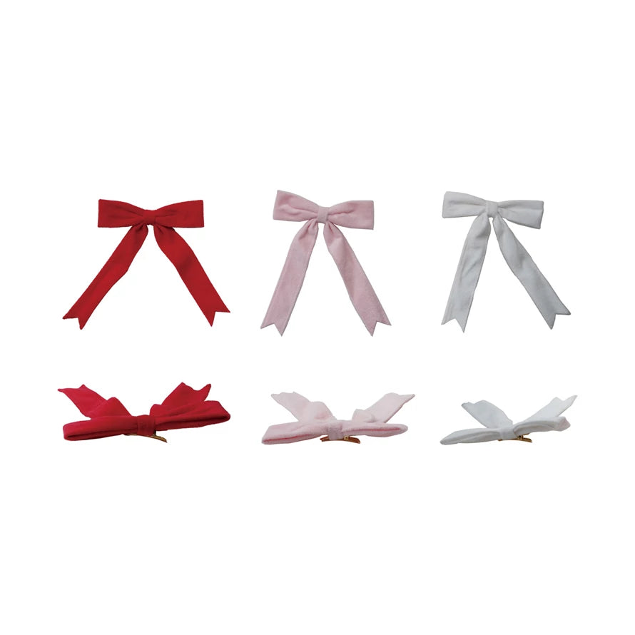 6"W x 8"H Velvet Clip-on Bow, 3 Colors