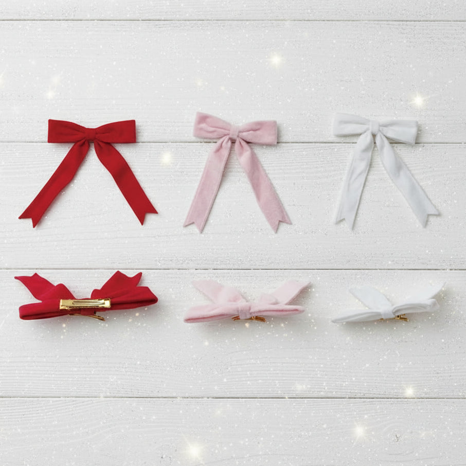 6"W x 8"H Velvet Clip-on Bow, 3 Colors