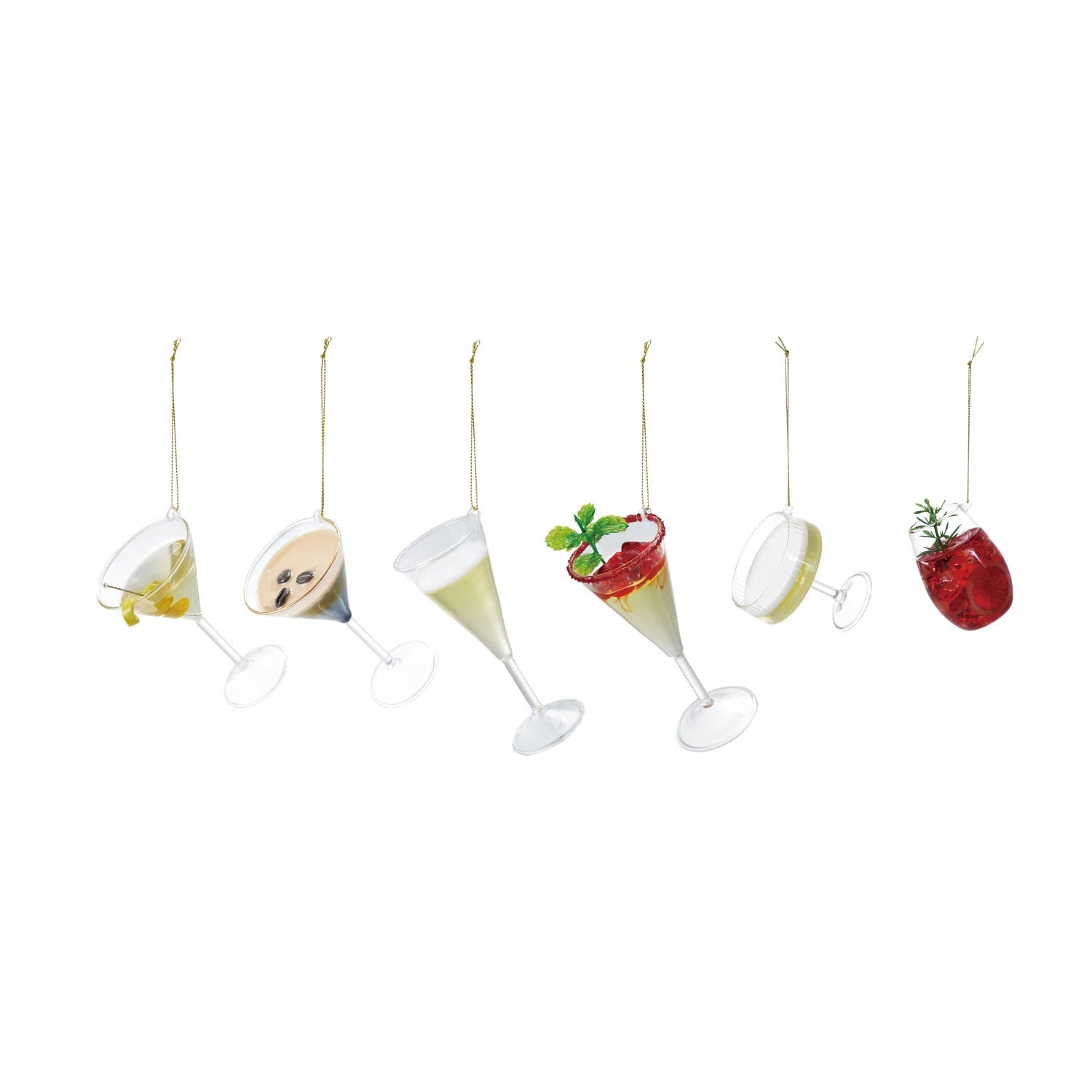 Glass Cocktail Ornament, Multi Color, 6 Styles