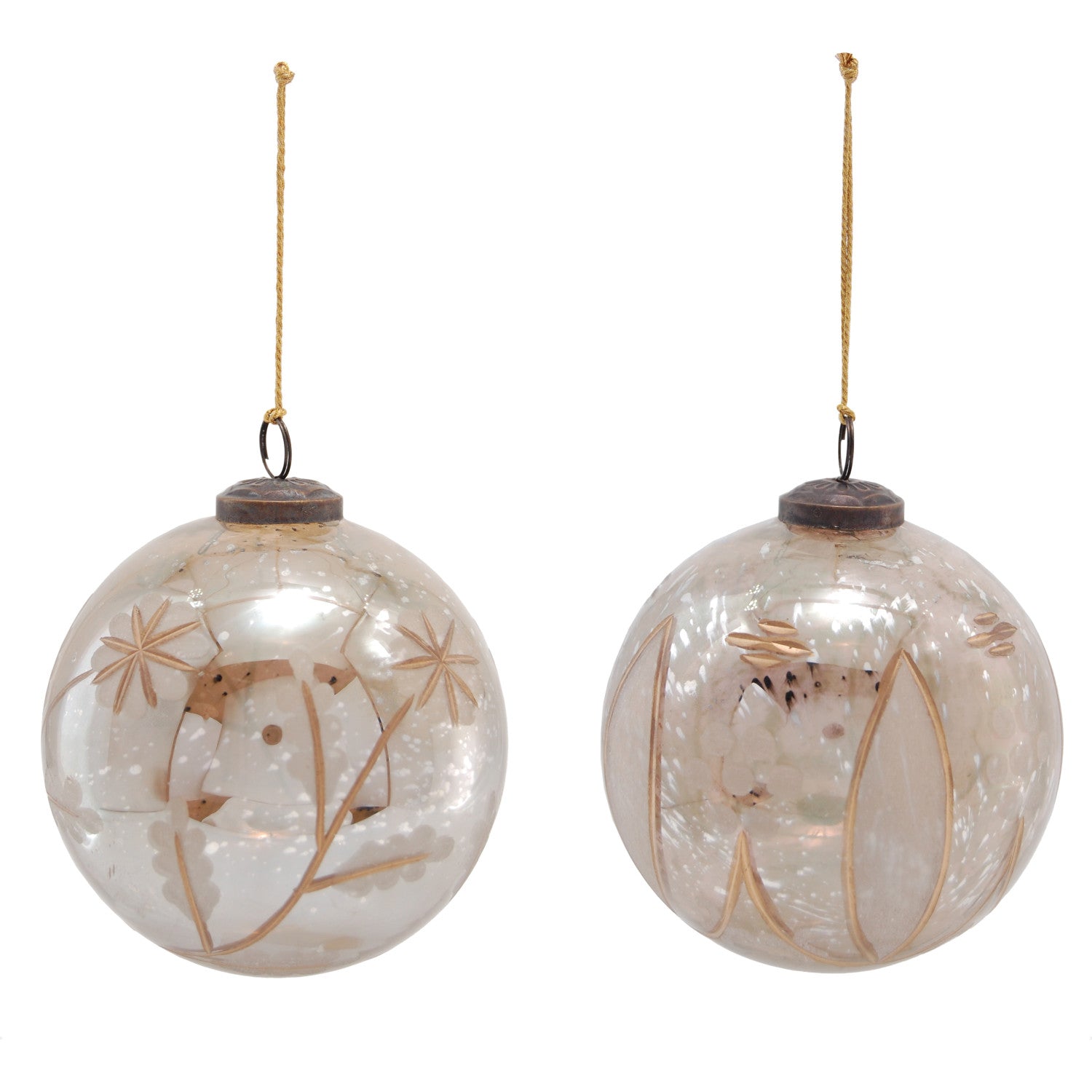 Etched Mercury Glass Ball Ornament