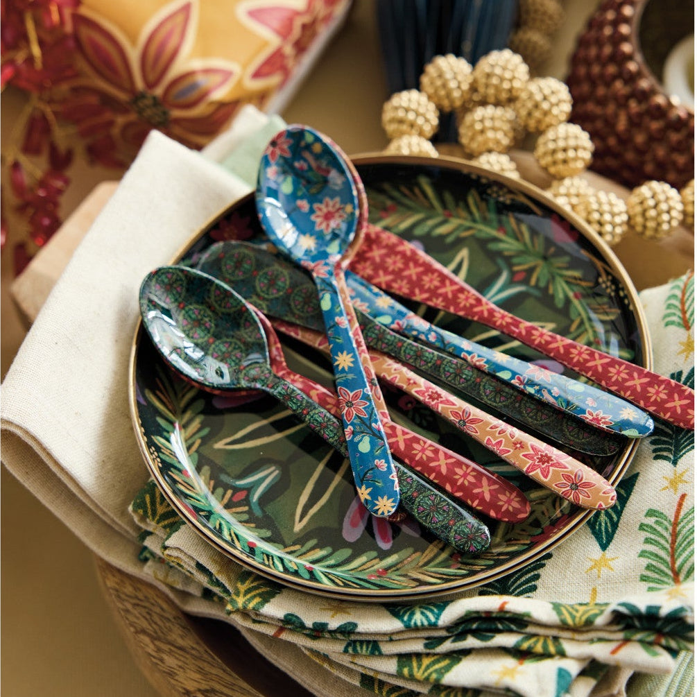 Enameled Stainless Steel Spoon with Patterns