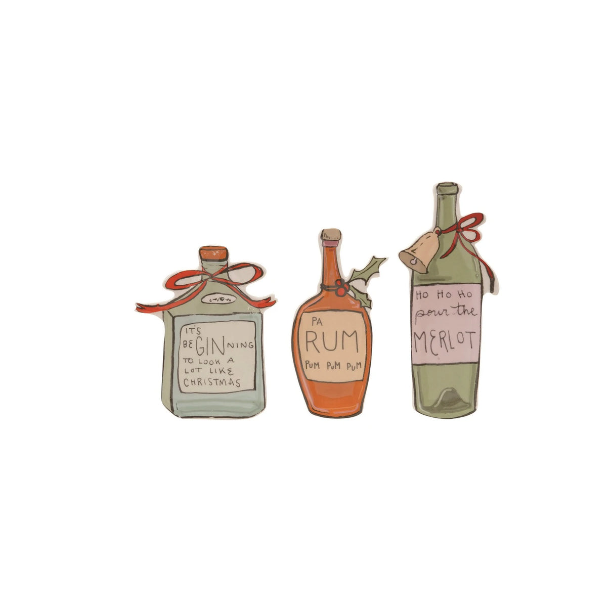 Stoneware Bottle Shaped Plate with Holiday Cocktail Saying