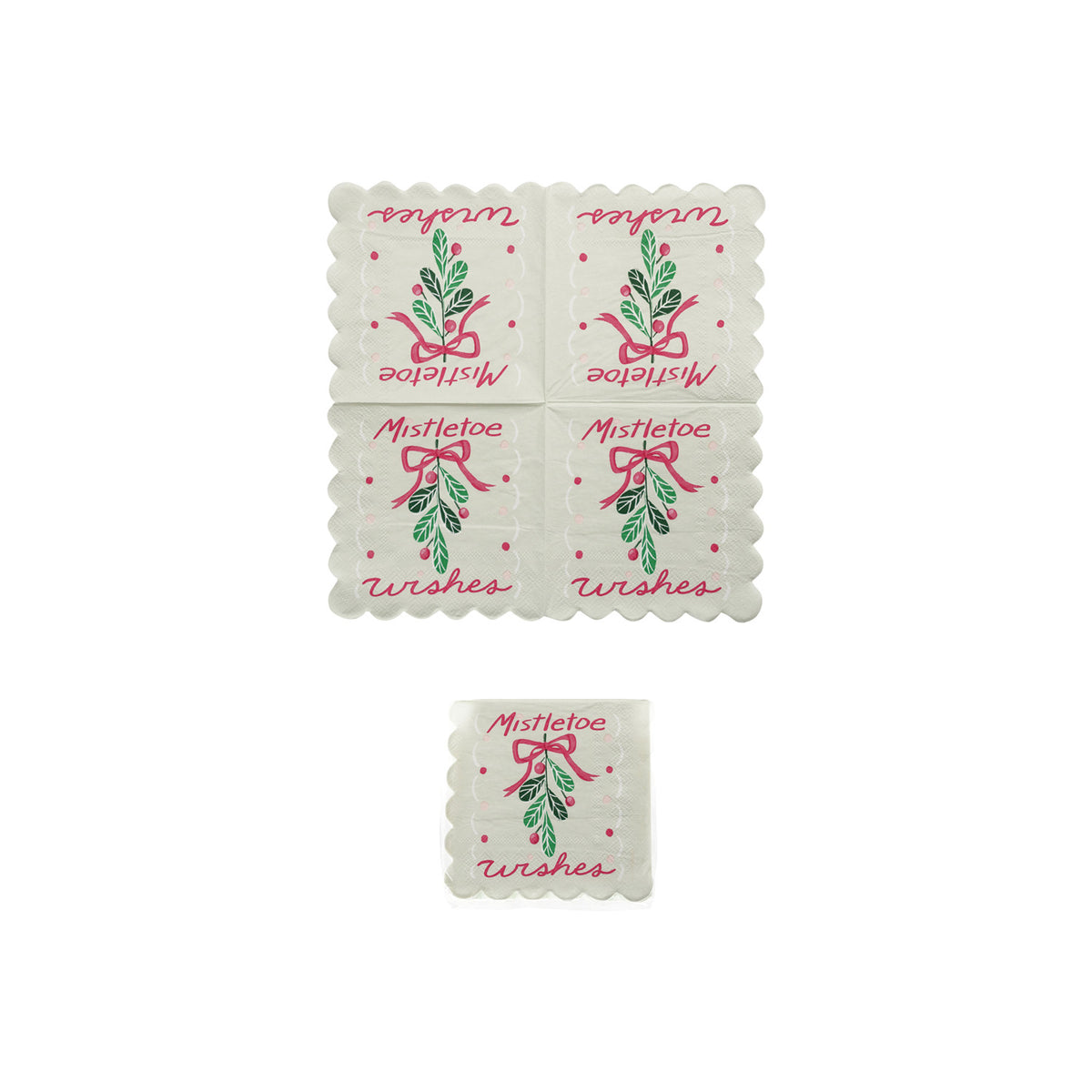 Paper Scalloped Napkins "Mistletoe Wishes"