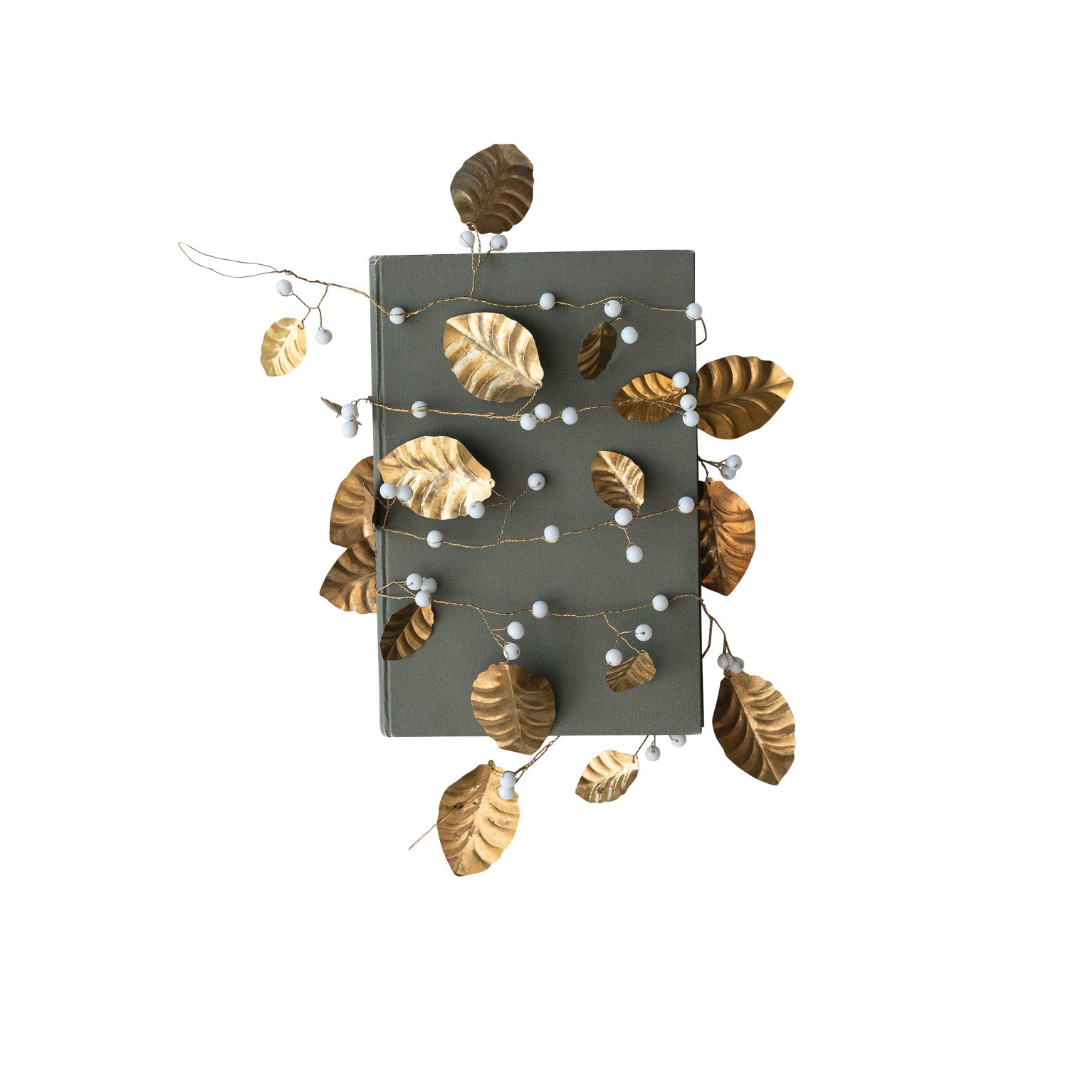 Brass Leaf & Acrylic Bead Garland