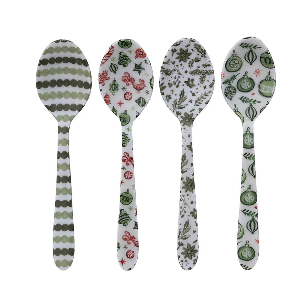 Enameled Stainless Steel Spoon with Holiday Pattern