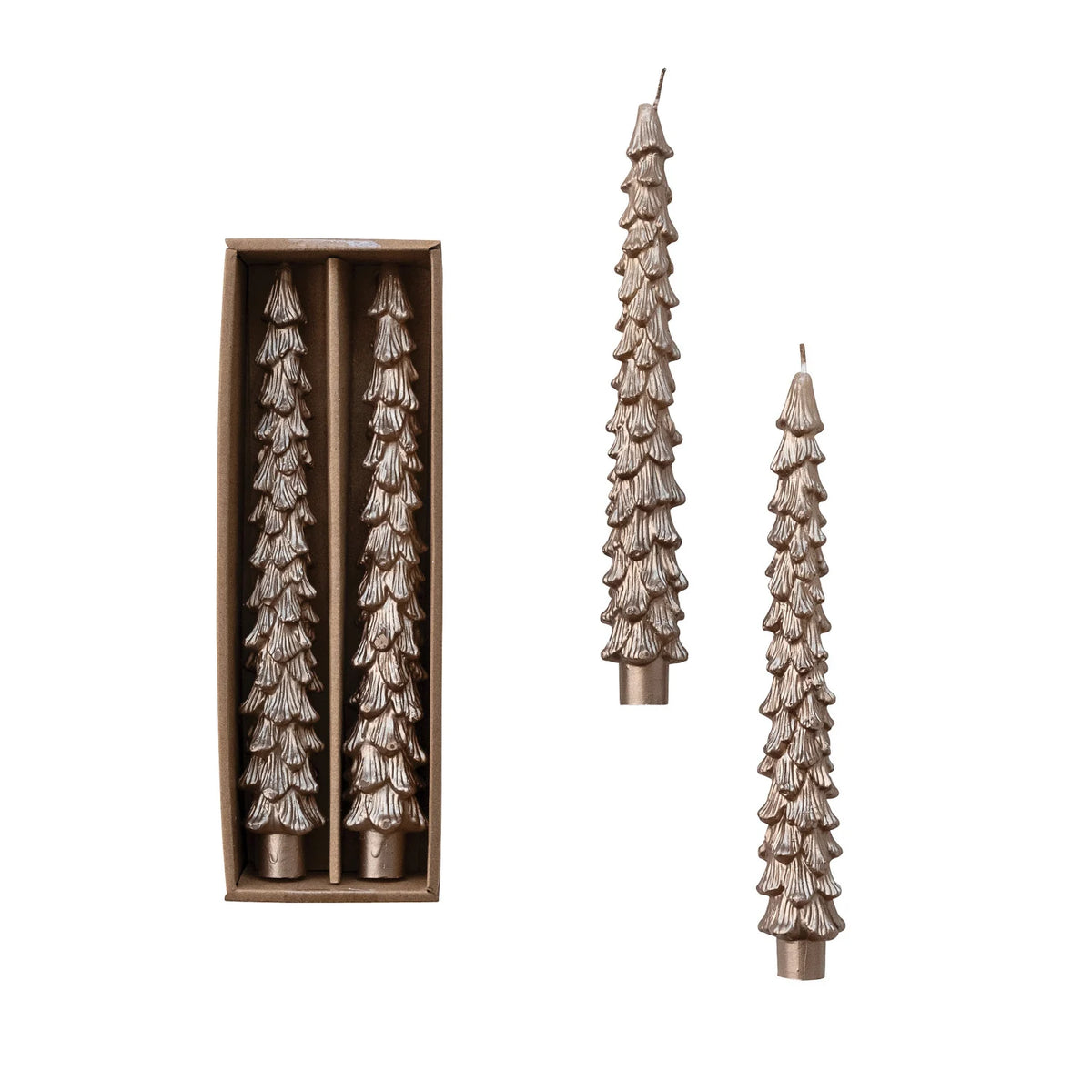 Unscented Tree Shaped Taper Candles, Set of 2