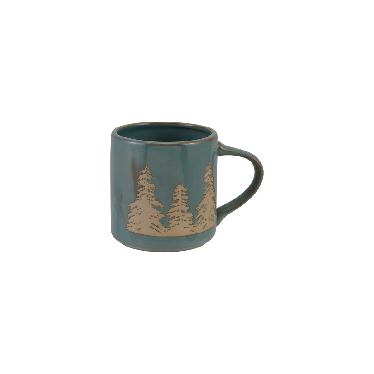 Blue Stoneware Mug with Wax Relief Trees
