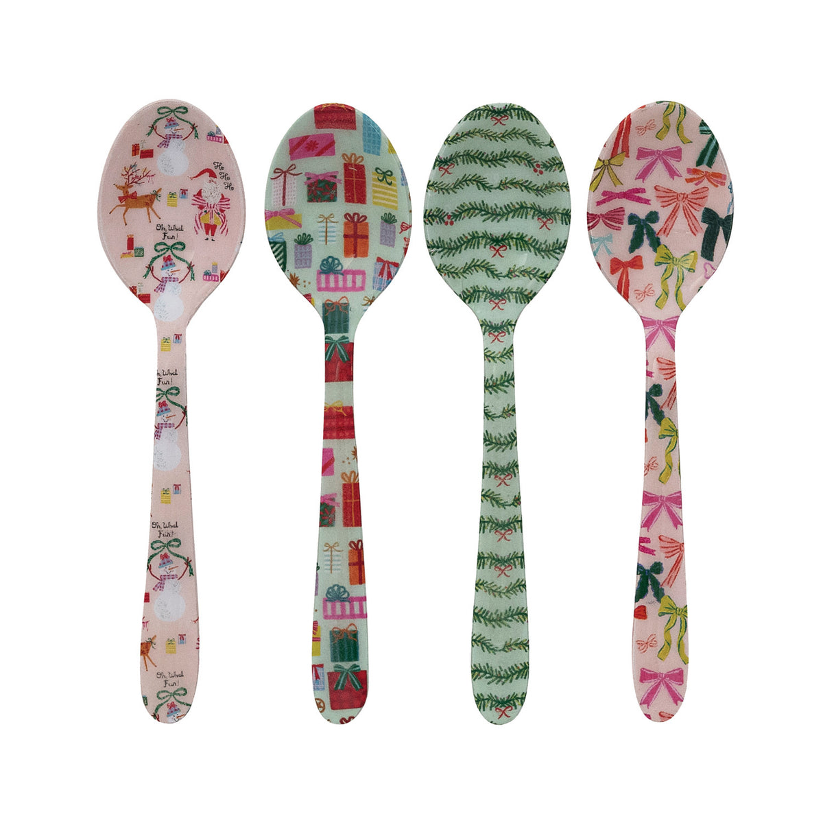 Enameled Stainless Steel Spoon with Holiday Pattern