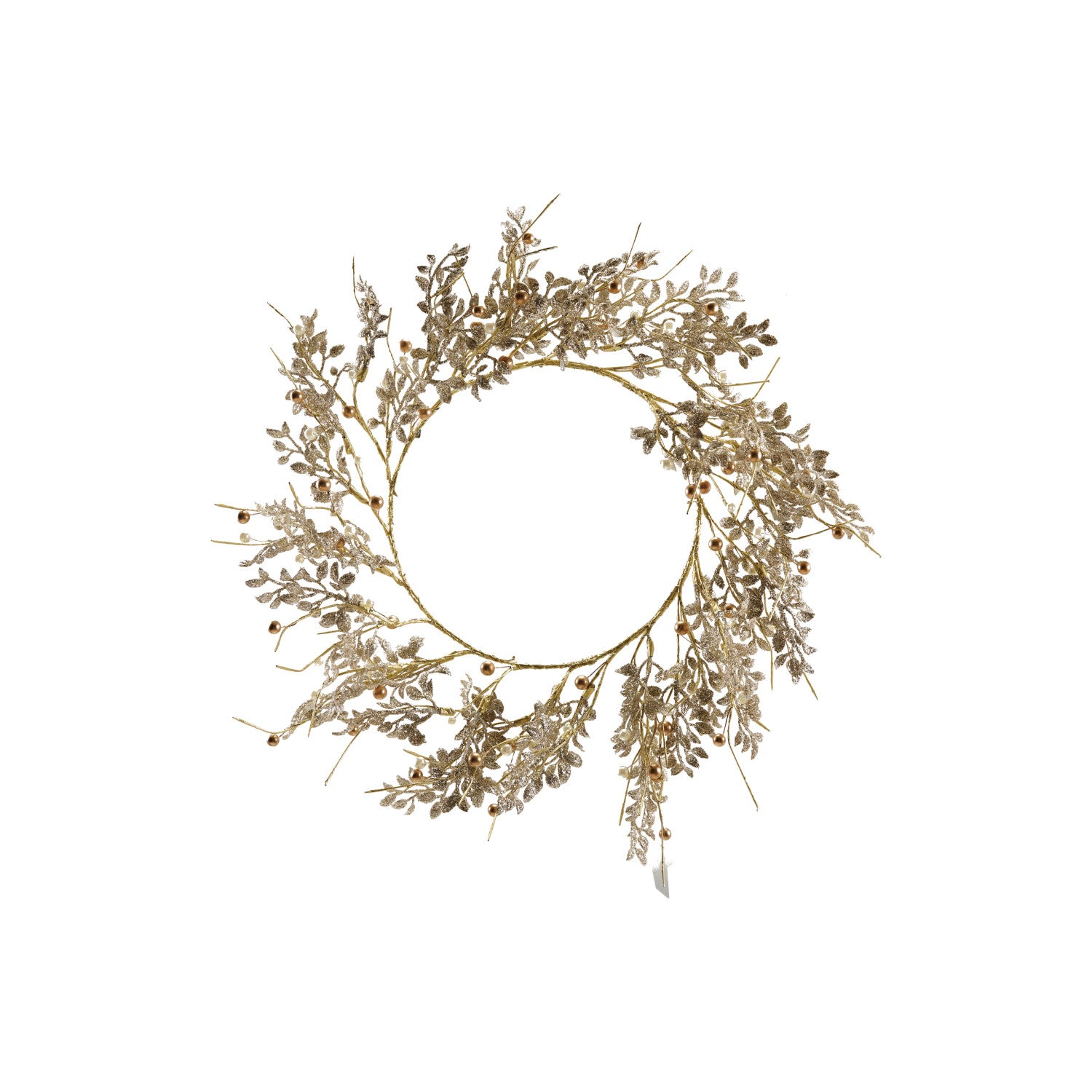 18" Round Plastic Wreath with Faux Pearls, Glitter & Beads
