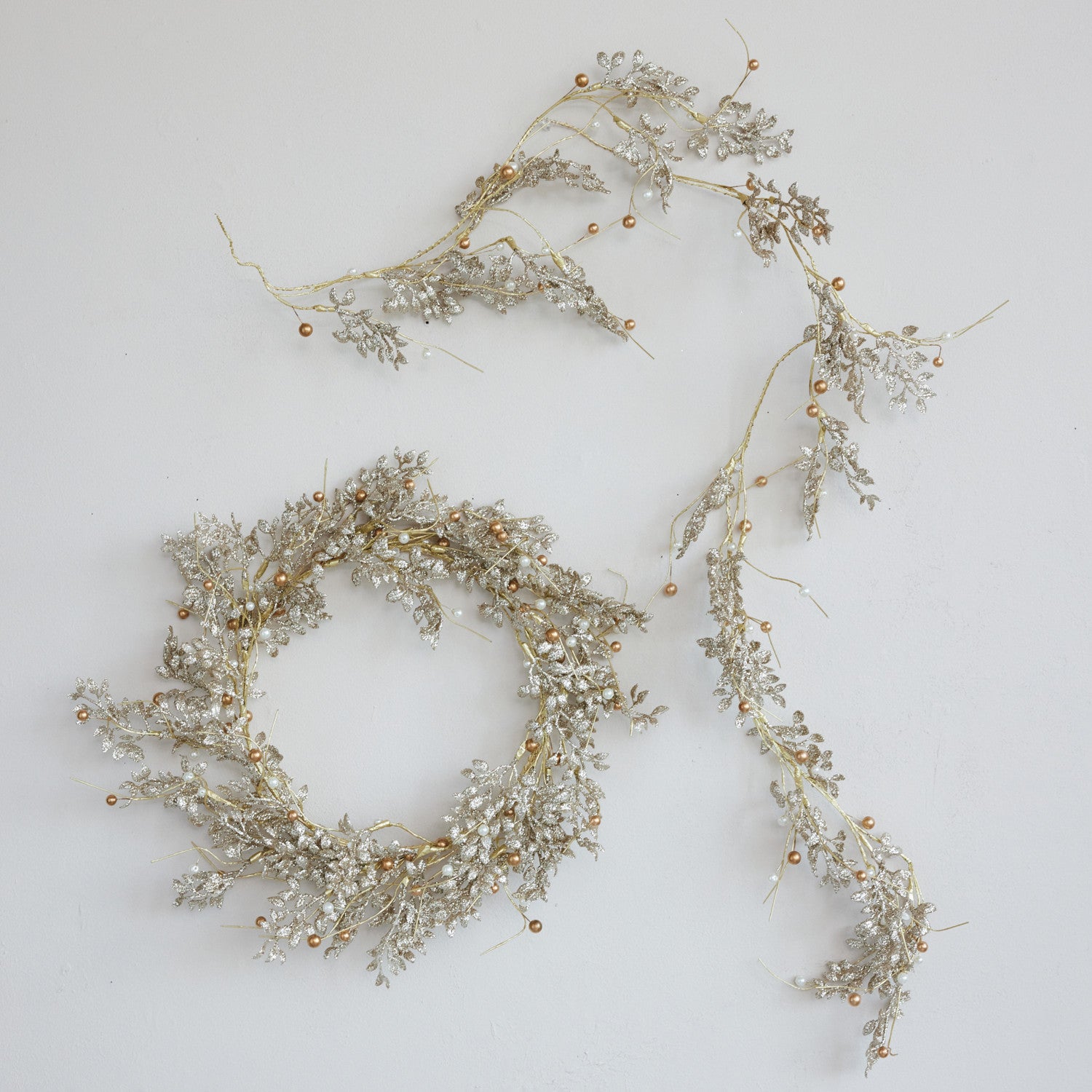 18" Round Plastic Wreath with Faux Pearls, Glitter & Beads