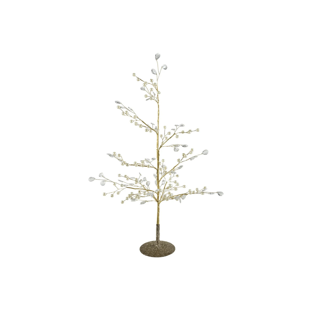 Faux Pearl, Acrylic Jewel & Metal Wire Tree with Glitter Base