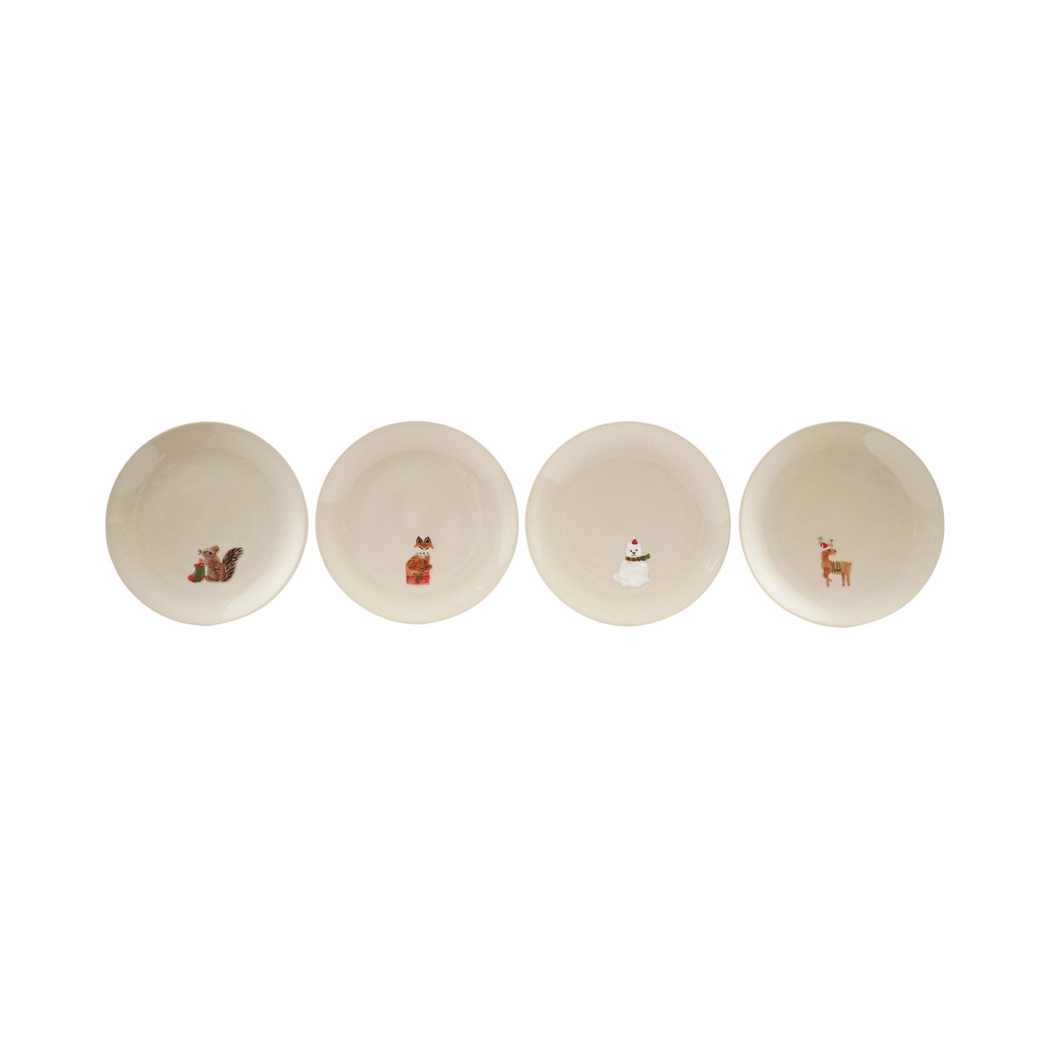 Hand-Painted Embossed Stoneware Plate with Holiday Animal