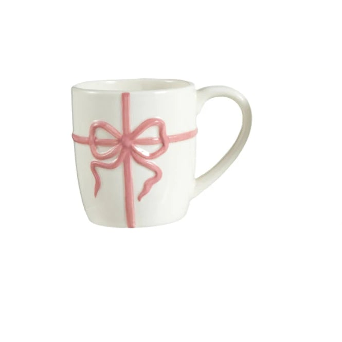Stoneware Mug with Embossed Bow,