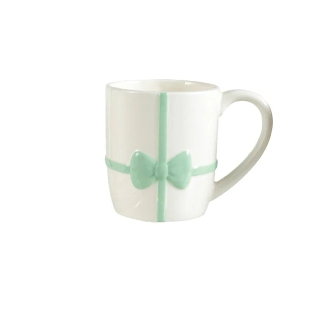 Stoneware Mug with Embossed Bow,