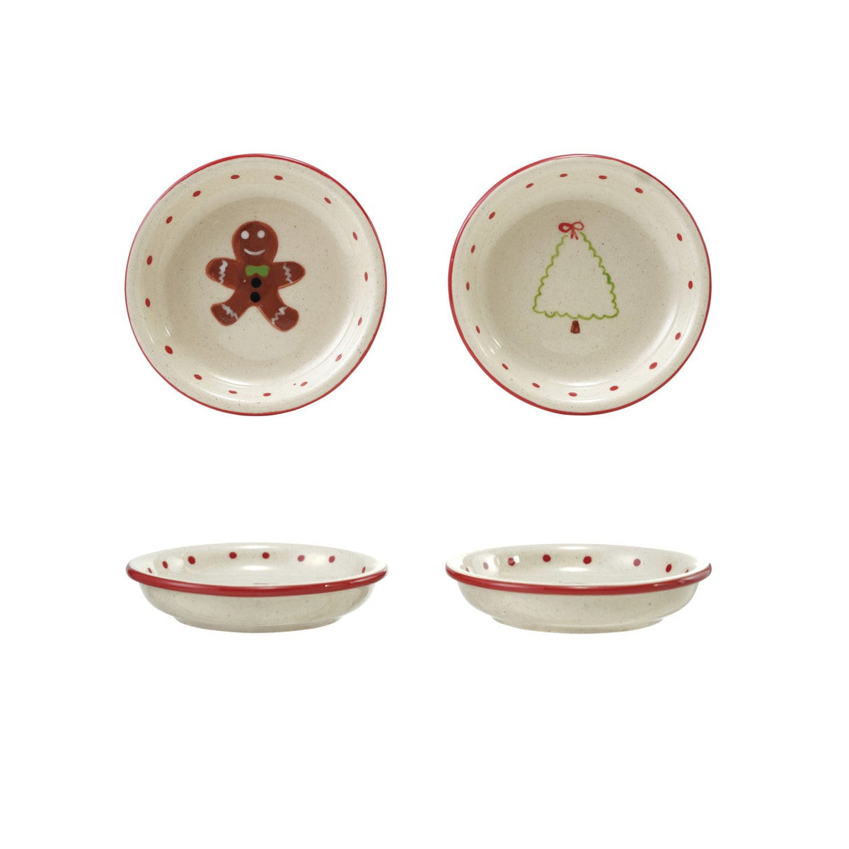 Stoneware Dish with Holiday Icon & Colored Rim