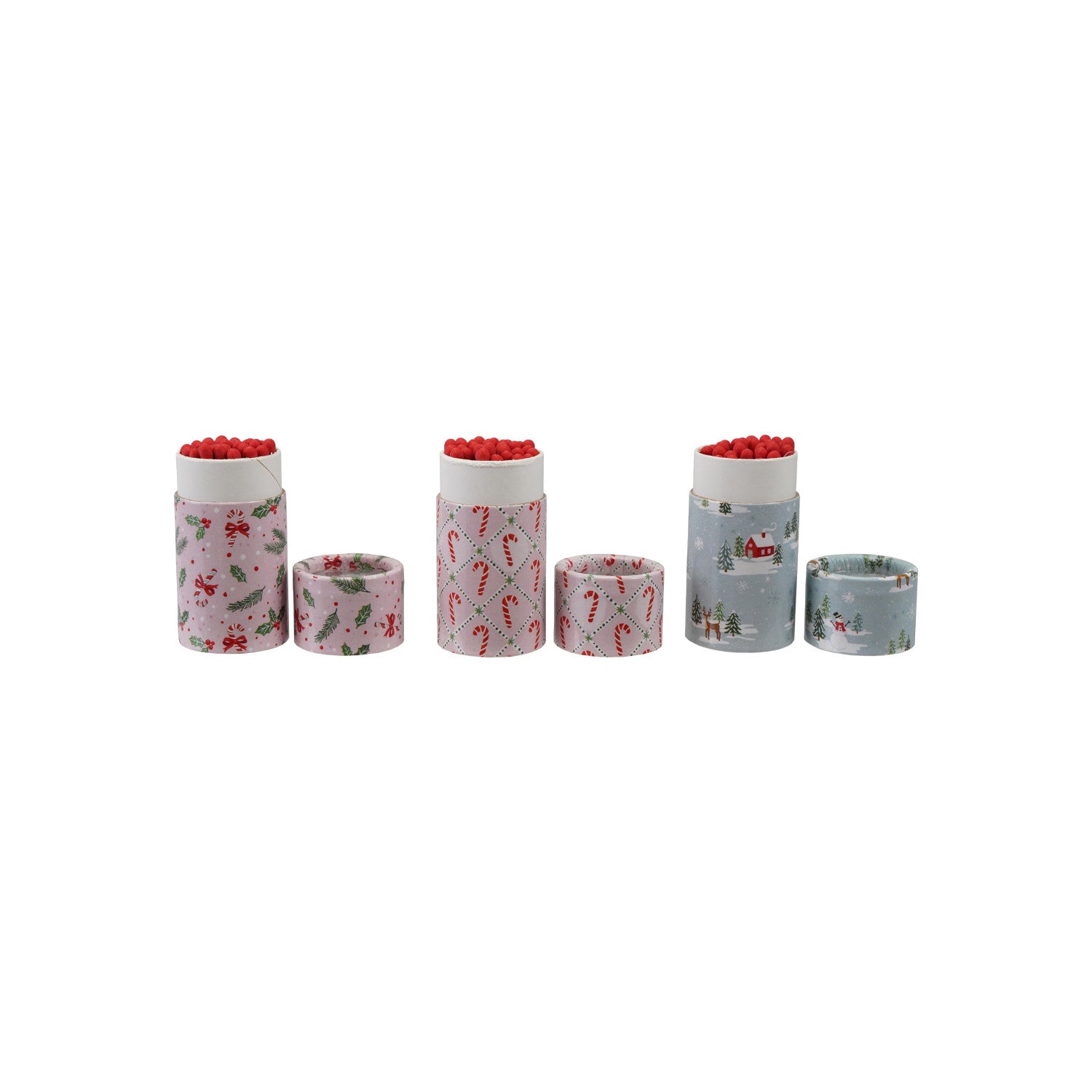 Safety Matches in Tube Matchbox with Holiday Pattern