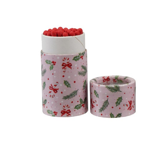 Safety Matches in Tube Matchbox with Holiday Pattern