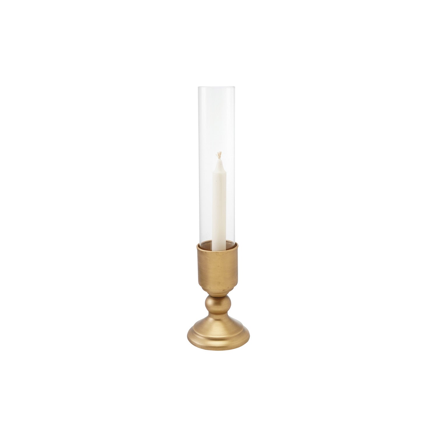 Metal Taper Holder with Glass Hurricane