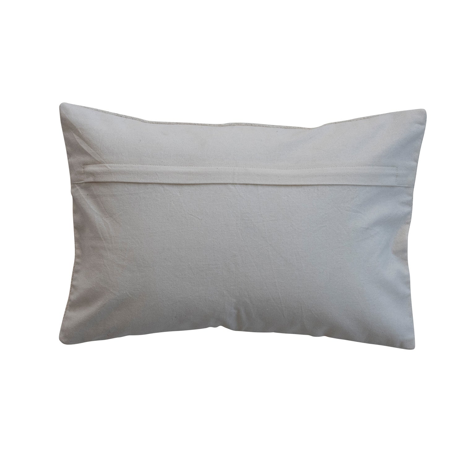 Lumbar Pillow with Embroidered Border "Cheers", Cream & Gold Color