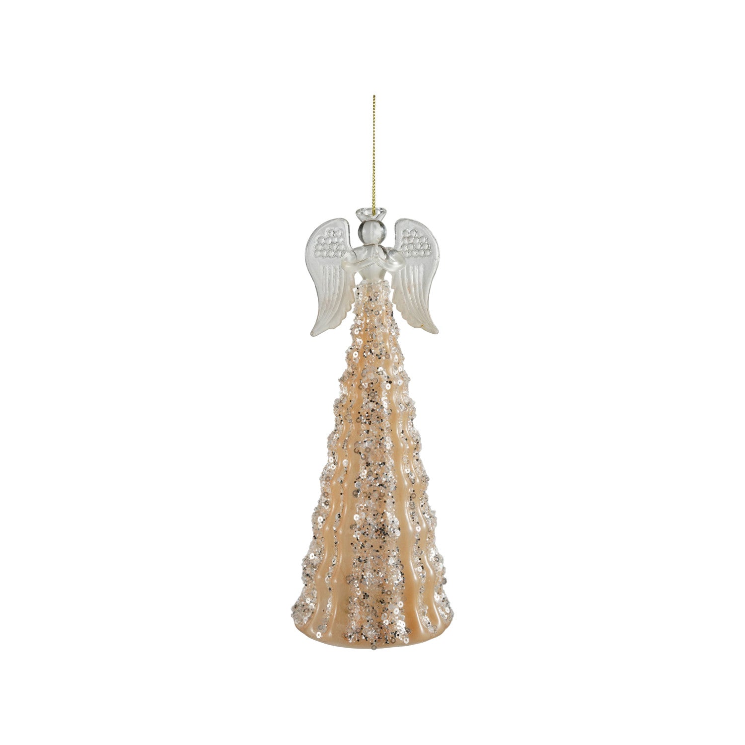 Mercury Glass Angel Ornament with LED Light