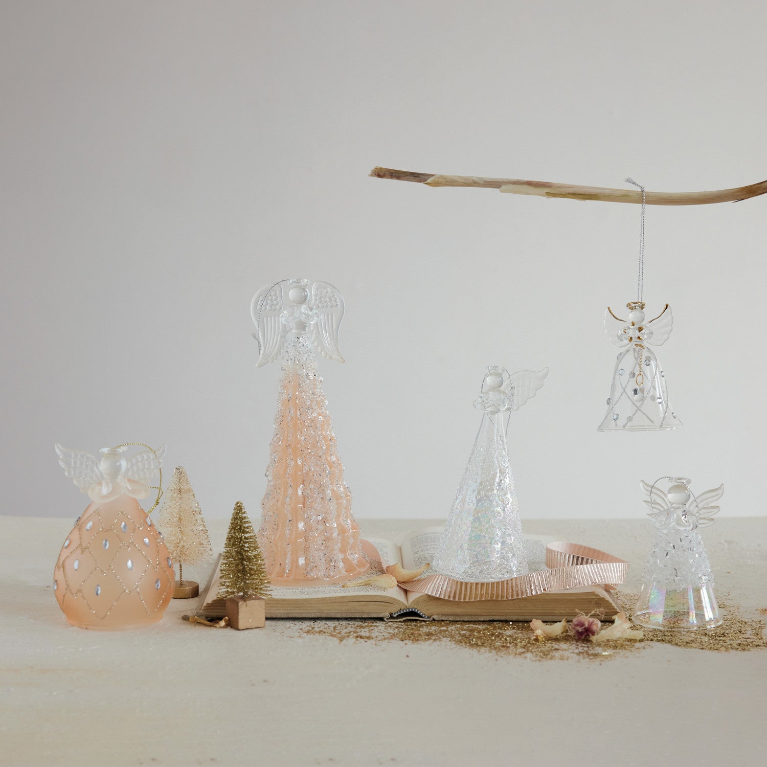 Mercury Glass Angel Ornament with LED Light