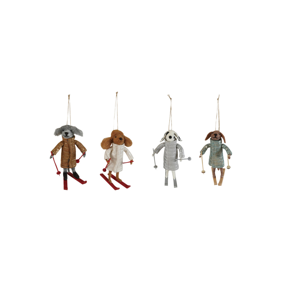 Wool Felt Dog with Skis & Coat
