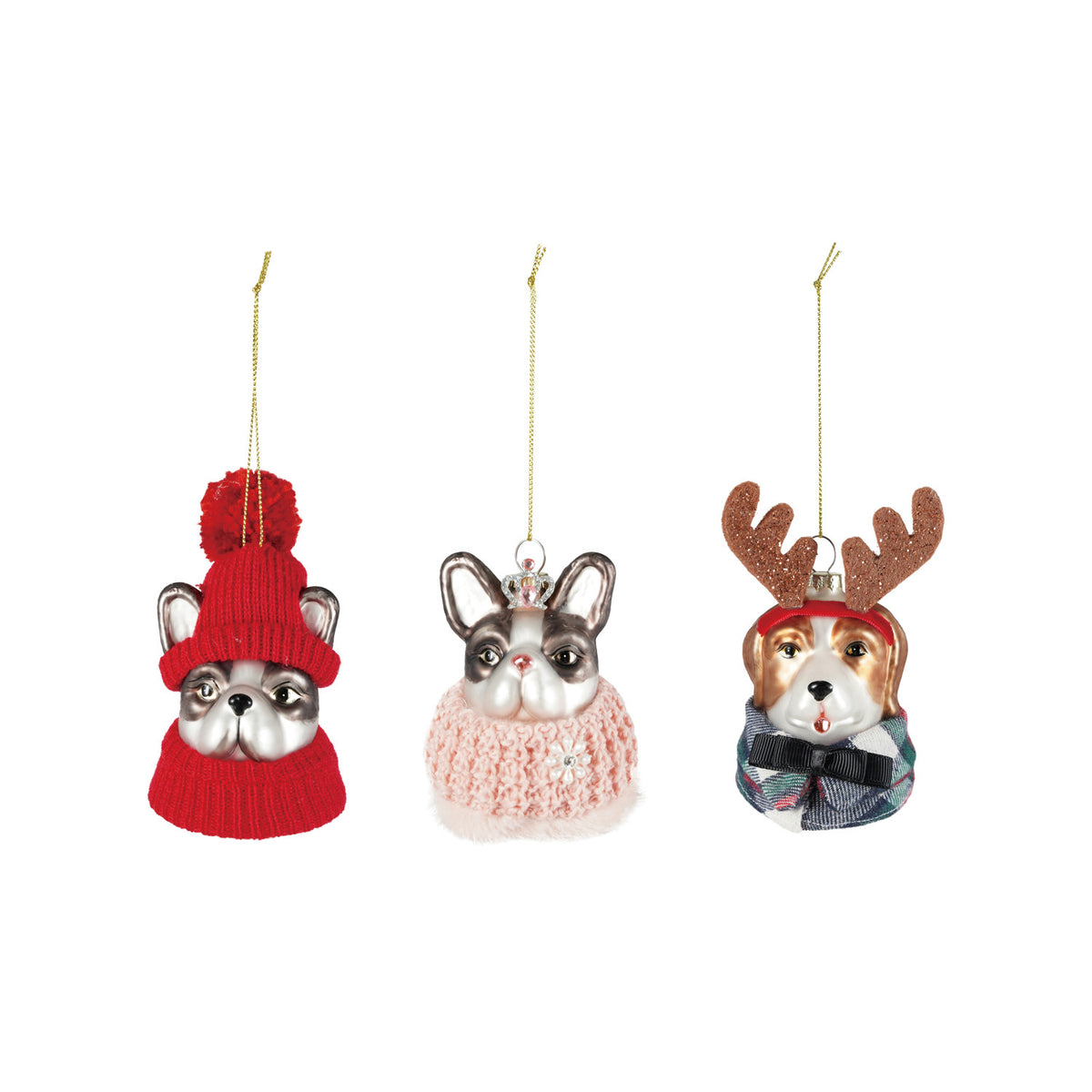 Glass Dog Head in Clothes Ornament