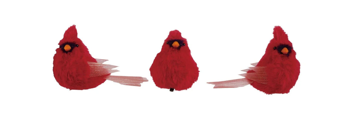 Cardinal Clip-on Ornaments with Glitter